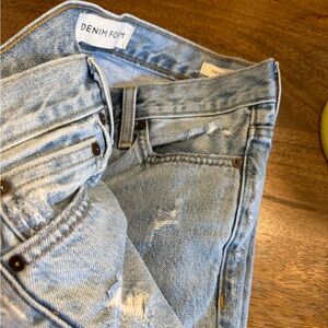Aritzia Denim Forum Faded Blue Jeans ex boyfriend mid rise low ankle sz 28